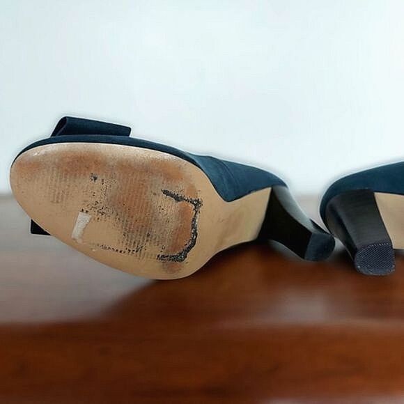 Expression teal faux suede big bow pumps - Picture 6 of 8